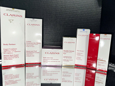 Clarins Skincare 7 Pc FULL SIZE bundle includes Double Serum Eye - NEW