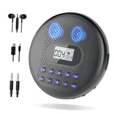 Portable CD Player with Dual Stereo Speakers, Rechargeable CD Player for Black
