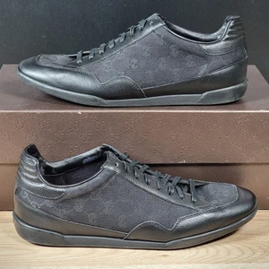Chaussures Gucci homme taille 7 UK 8 US cuir noir GG baskets athlétiques décontractées