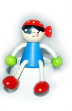 Wooden Toy Pirate Swing Figure 100x70x120mm New Figure Spring
