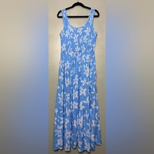 NWT Steve Madden Carly Azure Blue White Maxi Sundress Floral Women’s Size L