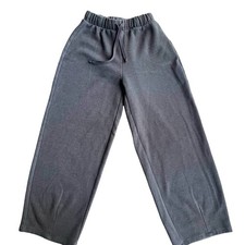 Zara Charcoal Wide Leg Sweatpants Cropped Drawstring Minimalist Chic Small