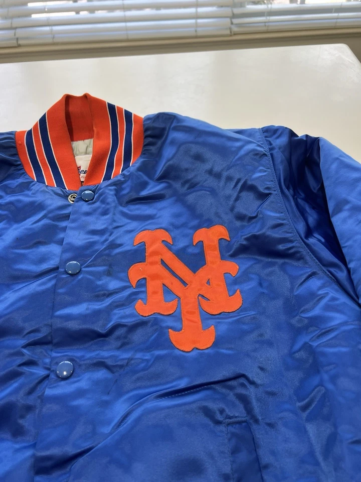 New York Mets Satin Bomber Dugout Jacket Size Youth L - Image 2 of 4