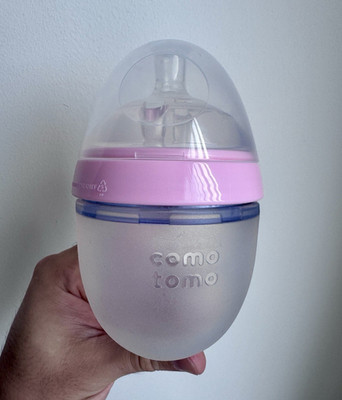 Comotomo Silicone Baby Bottle 8oz/250ml Pink Wide Neck Slow Flow BPA-Free