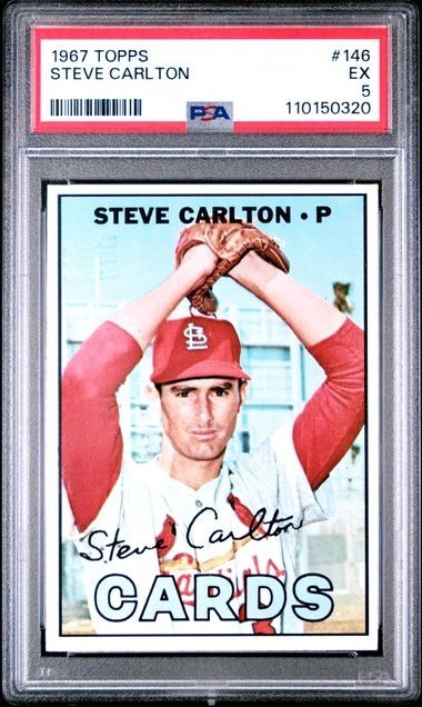 1967 TOPPS STEVE CARLTON  #146  PSA 5