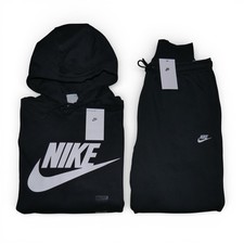 Nike Club Fleece 2 Piece Sweatsuit Mens Size L Tracksuit Matching Black Set NWT