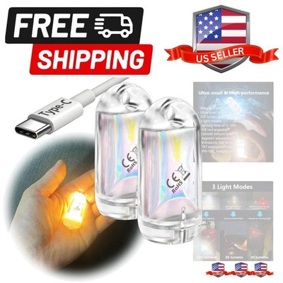 USB Mini LED Lantern, 2 Pack Waterproof EDC Keychain LED Flashlight for Campi...