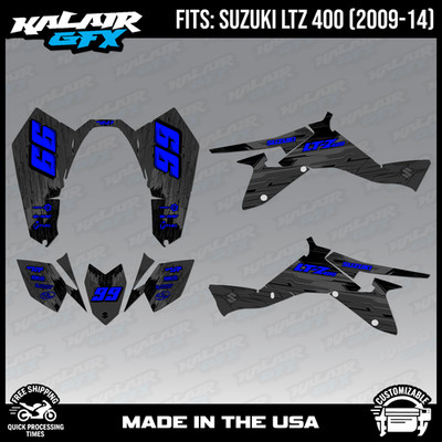 Kit De Graphiques Personnalisés Pour SUZUKI LTZ400 (2009-2014) - Finition Brillant PREDATOR-gris - 16 MIL