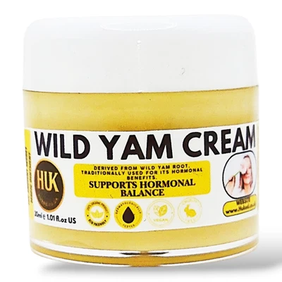 HUKED Wild Yam Cream Natural Progesterone Deep Moisture Body Cream Balm Handmade 30ml
