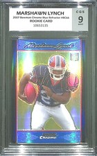 2007 Bowman Chrome Blue Refractor Rookie #BC66 Marshawn Lynch No 11 of 150 CGS 9