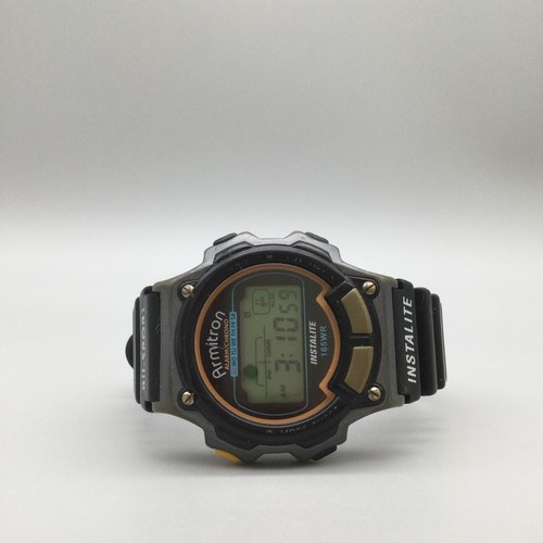 Vtg Armitron Instalite Digital Watch Men 40mm Black Green Alarm New Battery - 第 4/14 張圖片