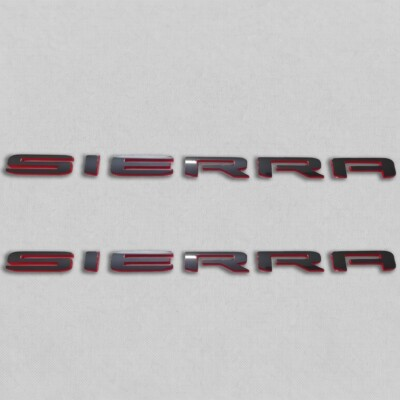 #ad 2 PIECES 2019 2025 GMC SIERRA LETTERS EMBLEMS Red BLACK 1500 2500HD 3500HD $37.89