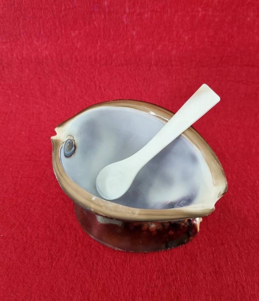 Juego 2 Cucharas Vintage Abulón Concha Mini Madre Perla Caviar Huevo Servir Foto 3 de 4