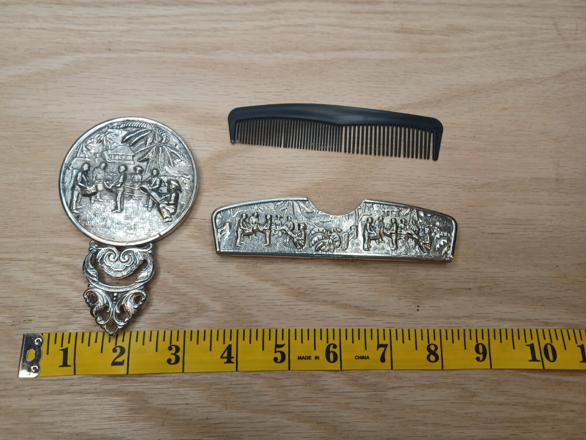 ★ アンティーク　シルバー　ブラシ・コーム3点セット　ヴィンテージ Vintage Denmark Silver Comb And Mirror Beauty Set Antique