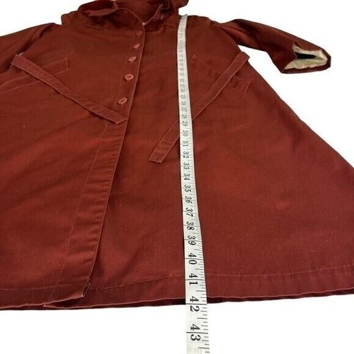 London Fog Trench Coat Womens 12P Maincoat Maroon Hooded Lined - Picture 15 of 17