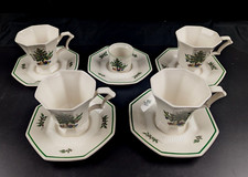 Nikko Christmastime China, 4 Cups, 5 Saucers & Candle Holder