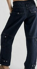 We The Free People Marx Slouchy Cargo Wide Leg Jeans 27 Y2K Grunge Baggy Denim