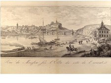 MEISSEN GESAMTANS. VUE DE MEISSEN SUR L&acute;ELBE DU COTE DE Orig. Litho. v. Griessb.