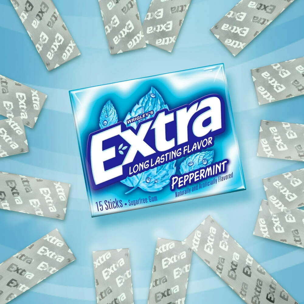 Extra Peppermint Sugar Free Chewing Gum Bulk 15 Ct (8 Pack) FREE