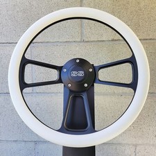 14 Billet Black Steering Wheel White Half Wrap Ss Supersport Chevy Horn 14 Billet Black Steering Wheel White Half Wrap Ss Supersport Chevy Horn