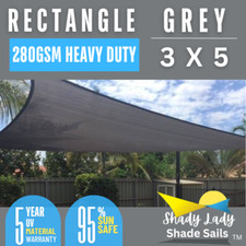 95% UV 3m X 5m Shade Sail Rectangle Sun Safe Heavy Duty 280GSM 3 x 5m 5 Year UV