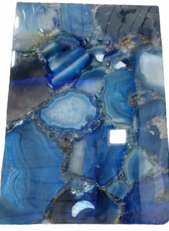 Natural Blue Agate Stone Outdoor Dining Table Slab Top for Restaurant Home Deco - Image 2 of 3