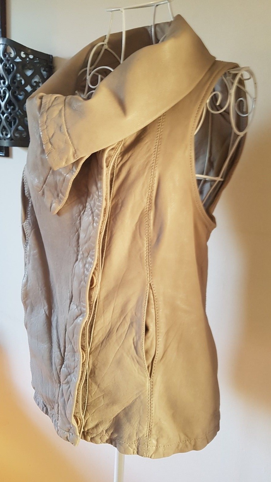 FABULOUS ALL SAINTS KADIAN CREAM LEATHER GILET JACKET UK 10 US 6 EU 38 RRP £295 image 6