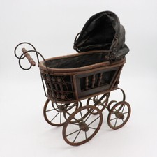 Antique Vintage Baby Doll Carriage, Pram, Victorian Style Wooden Stroller