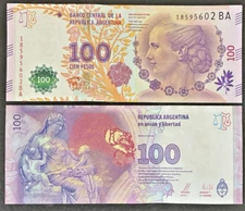 Argentina 100 PESOS Eva Peron (2012-2016) UNC Banknote Foreign Currency FREE S/H