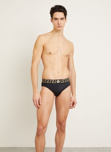 NWT Versace Greca Border Medusa Black Barocco Swim Briefs Bathing Suit 4 S $395 - Picture 6 of 23