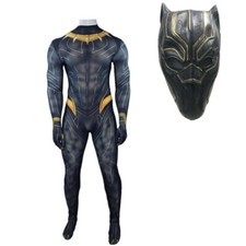 Black Panther Jumpsuit Superhero Cosplay Bodysuit Costume Zentai Halloween Mask