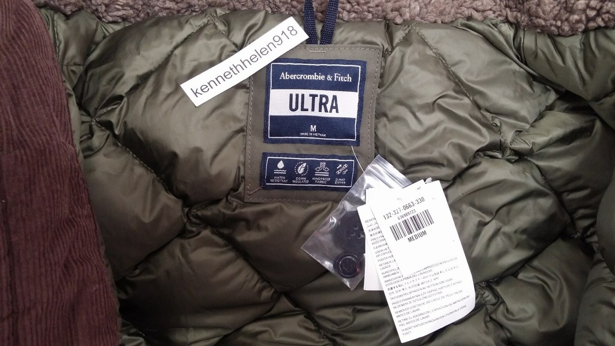ABERCROMBIE & FITCH ULTRA PARKA DOWN JACKET COAT OLIVE GREEN