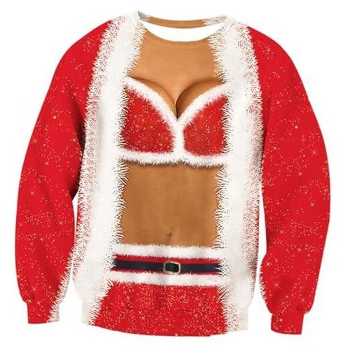Ugly Christmas Sweatshirts for Men Women Funny Pullover X-Large Brown Red