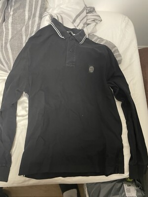 Stone Island Long Sleeve Polo In Black (Slim Fit) UK