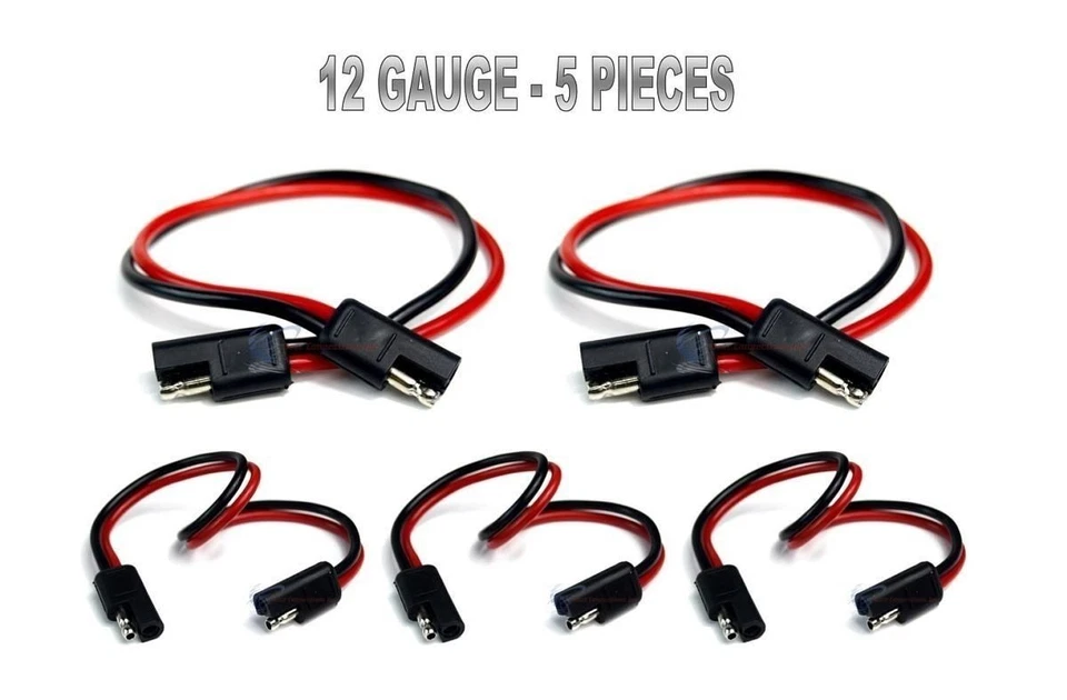 5 Pieces 12 Gauge 12" Quick Disconnect Power Cable Wire Harness - Image 2 of 4