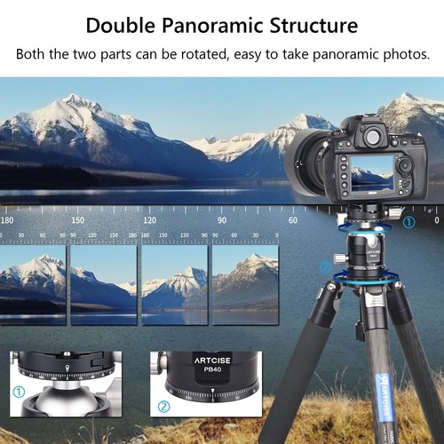 40mm Low Profile Ball Head CNC Double Panoramic Camera Tripod Head Load 20 kg - Picture 9 of 10