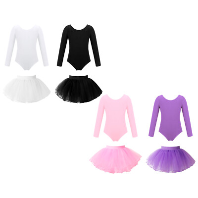 Kinder Mädchen Strampler Bühne Bodysuit Und Röcke Skate Ballettkleidung Tutu