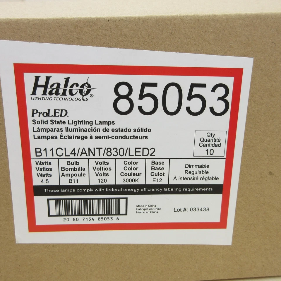 Halco 85053 ProLED Solid State Lighting Lamps, E12, B11, 4.5W, 3000K, Box of 10 - Image 2 of 4