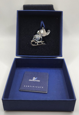 Swarovski Crystal KRIS BEAR with SLEIGH SLED Christmas Ornament Box 718990 2005