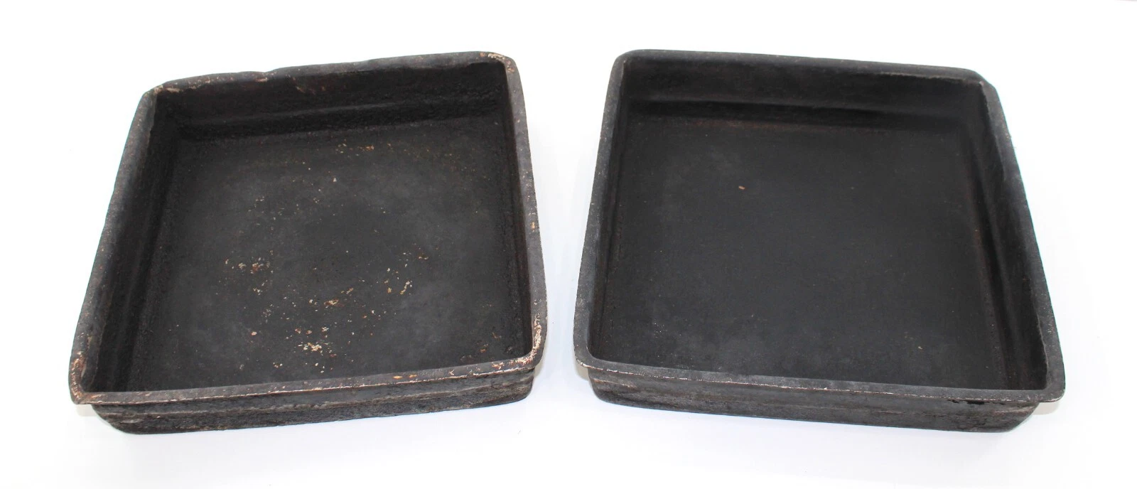 2- LITTLE CAESARS 10"x 2" Commercial Aluminum Black Pizza Pan Seasoned SQUARE
