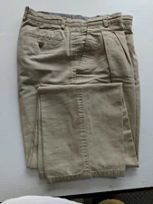 Norsport Mens Beige Casual Career Work Pleated Pants SZ 32 X 30 