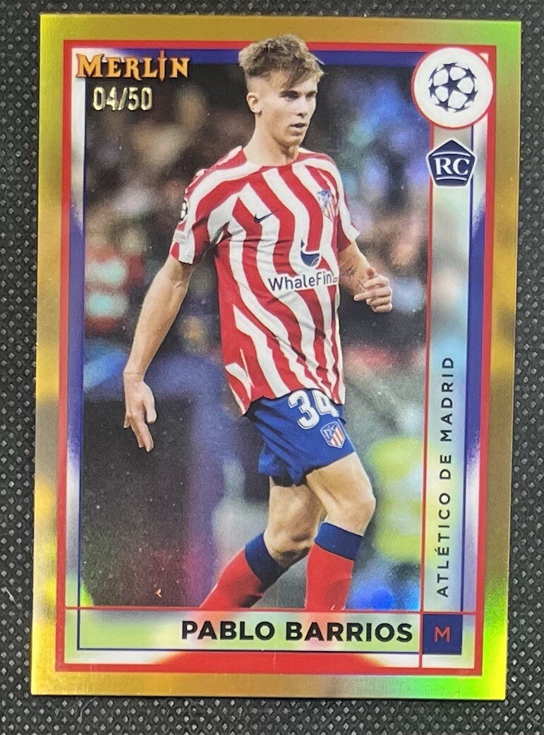 2022-23 Topps Merlin Pablo Barrios /50 Gold RC Atletico Madrid