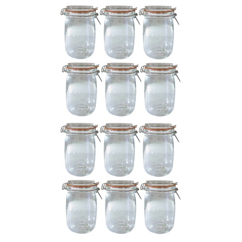 12x 1000ml Glass Jars Clip Lid Jar Silicone Seal Airtight Store Preserve Home Ebay