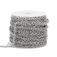 4 Rolls Stainless Steel 2.4mm Chains Link Rolo Cable Chains Findings