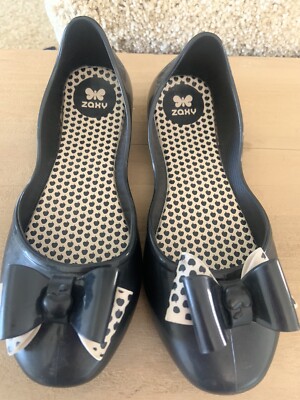 Zaxy Start Ballerina Flat bow Size 1 Youth Excellent Condition