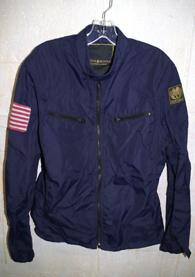 C7 Ralph Lauren Denim & Supply Flag Military Nylon Zip Jacket Navy