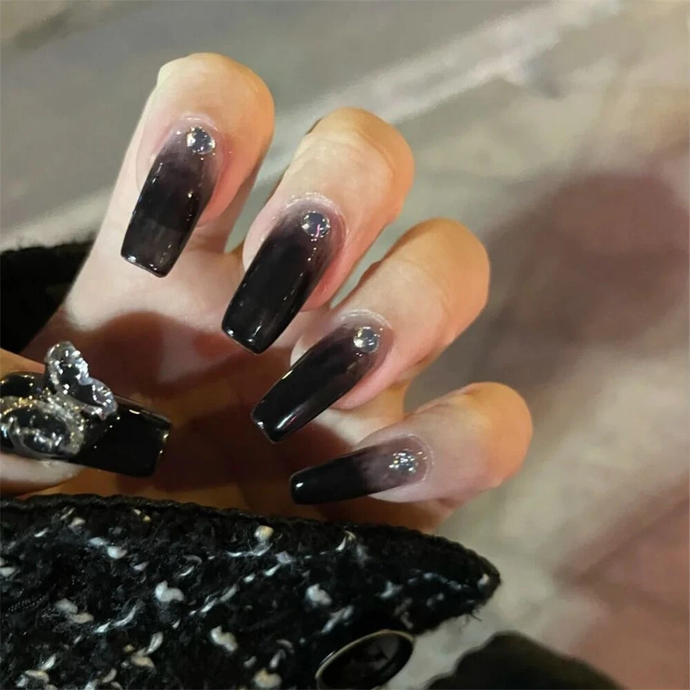 Outyua Blue Ombre Press on Nails Coffin Extra Long India | Ubuy