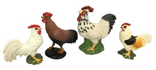 LOTE DE 4 figuras pequeñas de pollo gallina gallo
