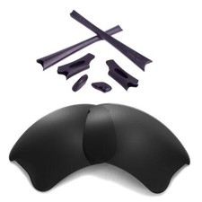 Walleva Black Non-Polarized Lenses with Rubber Kit For Oakley Flak Jacket XLJ