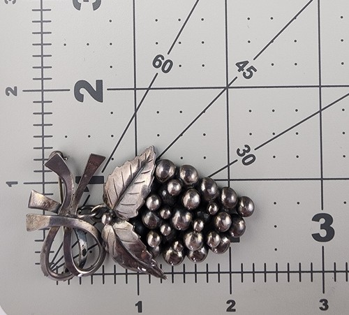 Vintage Sterling Silver Grape Cluster Dangle Brooch SCF S Christian Fogh DENMARK - Picture 7 of 7